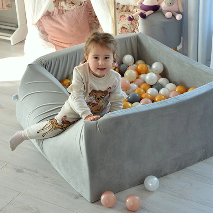 Ballenbad Velvet Light Grey 90X90X40 +Ballen - Moje