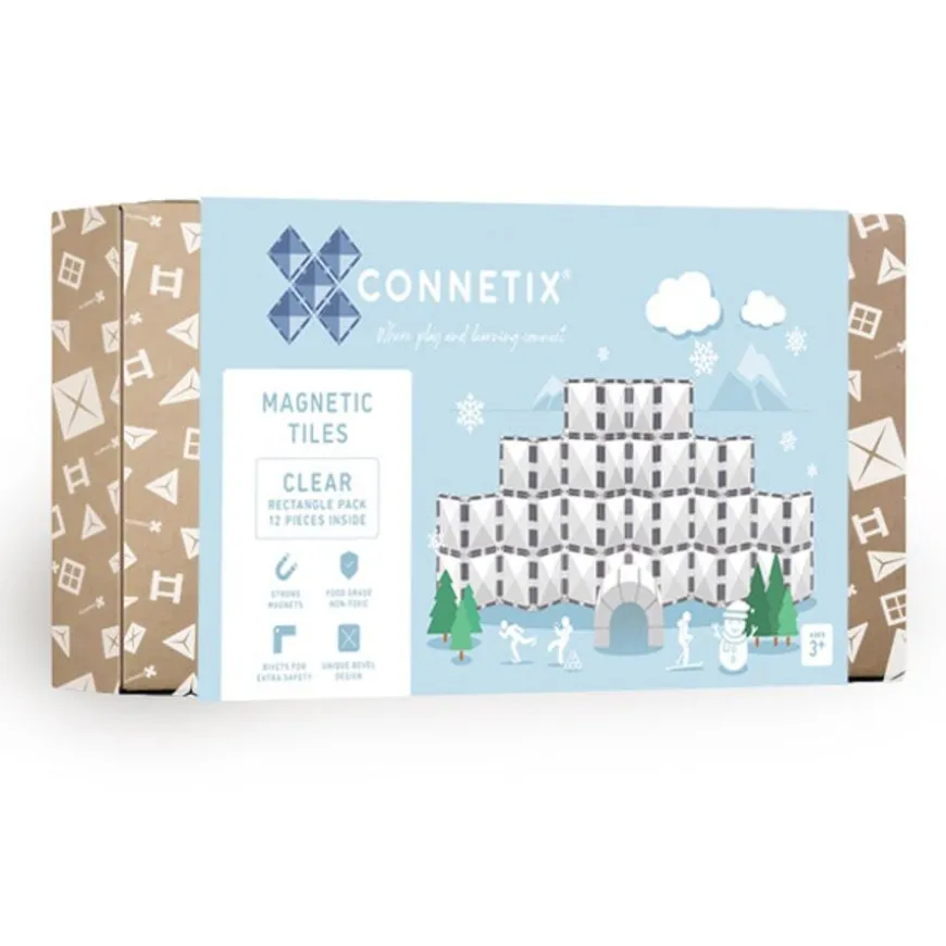 Connetix Tiles Clear Rectangle Pack 12 Pc Magneetblokken