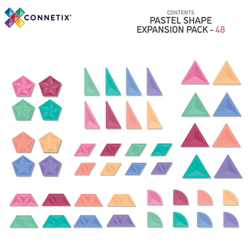 Connetix Tiles Pastel Shape Expansion Pack 48 Pc Magneetblokken