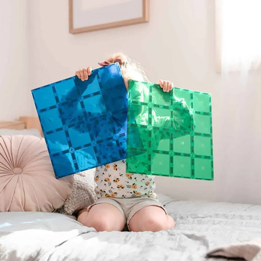 Connetix Tiles 2 Piece Base Plate Blue & Green Pack Magneetblokken