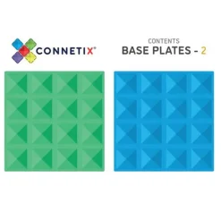 Connetix Tiles 2 Piece Base Plate Blue & Green Pack Magneetblokken