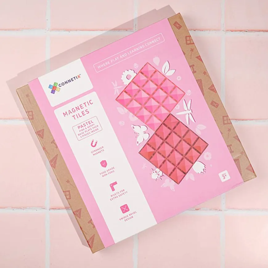 Connetix Tiles 2 Piece Base Plate Pink & Berry Pack Magneetblokken
