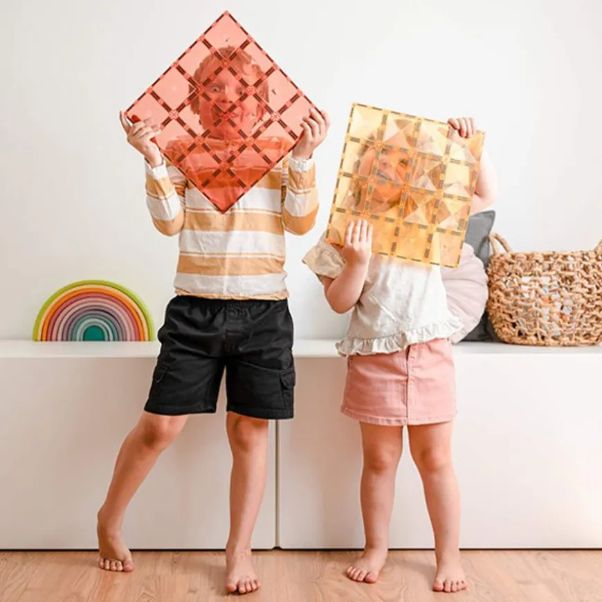 Connetix Tiles 2 Piece Base Plate Lemon & Peach Pack Magneetblokken
