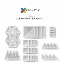 Connetix Tiles 34 Piece Clear Starter Pack Magneetblokken