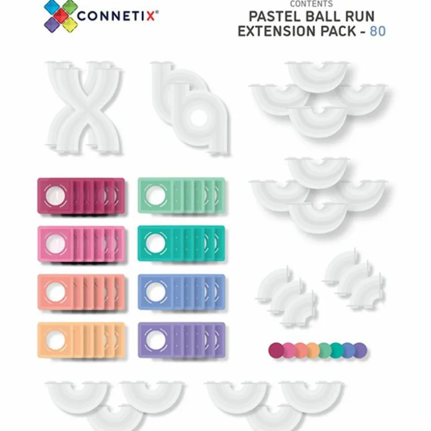 Connetix Tiles 80 Piece Pastel Ball Run Expansion Pack Magneetblokken