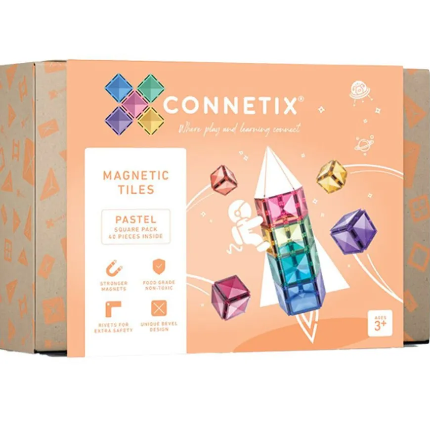 Connetix Tiles 40 Piece Pastel Square Pack Magneetblokken