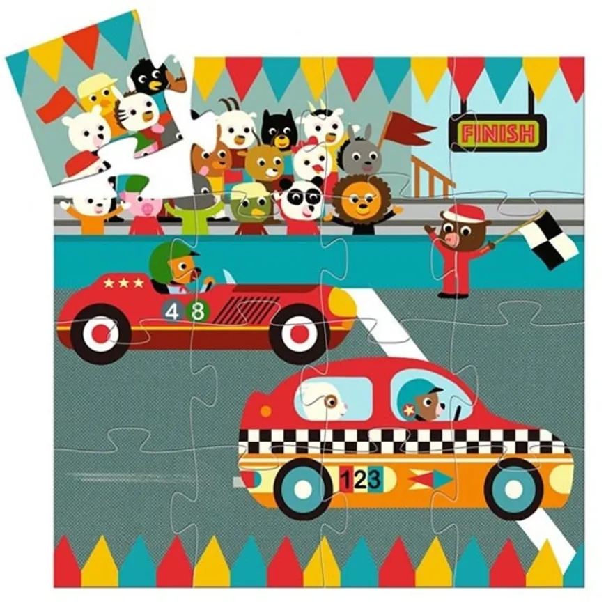 Djeco Puzzel De Raceauto 16 Stukjes