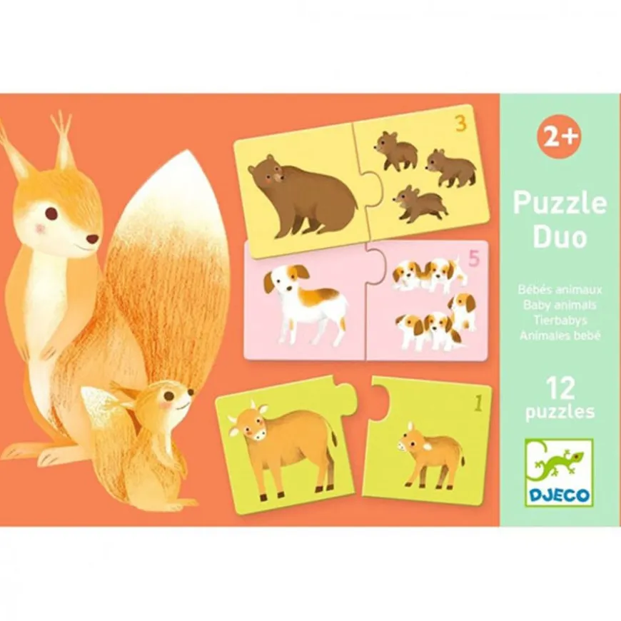 Djeco Puzzel Duo Babydieren 12X 2St