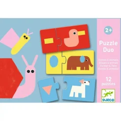 Djeco Puzzel Duo Vormen En Dieren 12X 2St
