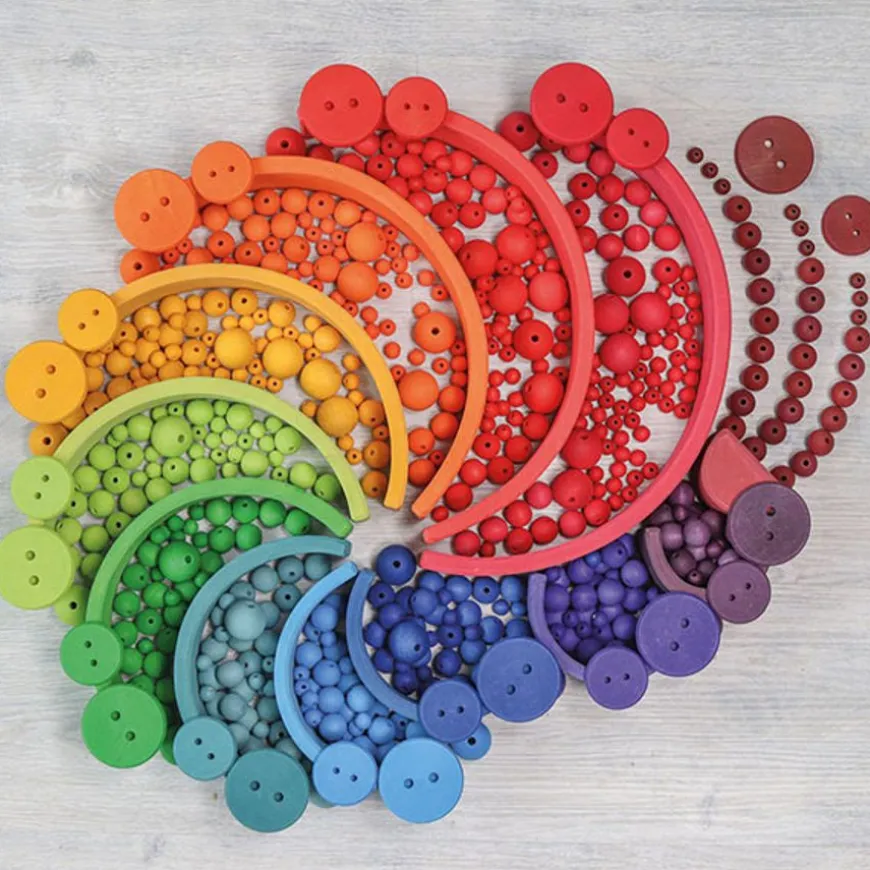 Grimm'S 120 Kleine Houten Kralen Regenboog