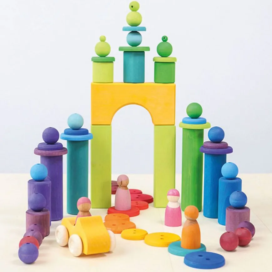 Grimm'S 120 Kleine Houten Kralen Regenboog