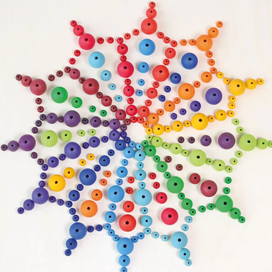 Grimm'S 120 Kleine Houten Kralen Regenboog