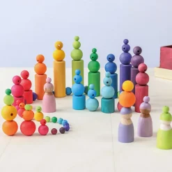 Grimm'S 120 Kleine Houten Kralen Regenboog