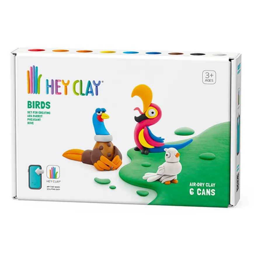 Hey Clay Boetseerklei Vogels: Fazant, Papegaai, Duif