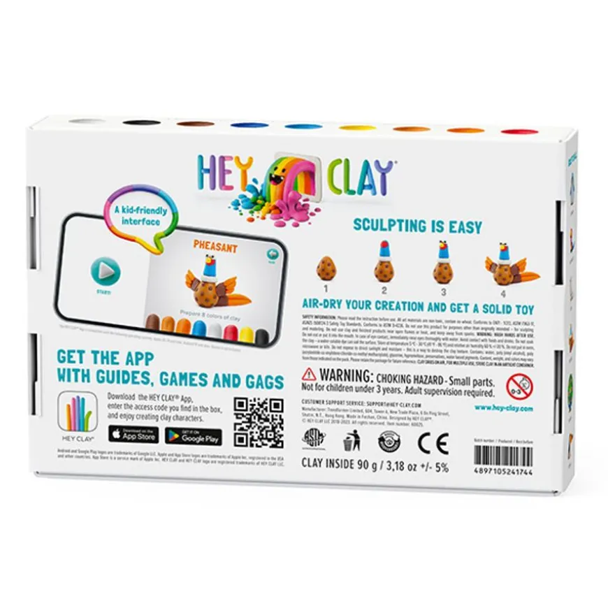 Hey Clay Boetseerklei Vogels: Fazant, Papegaai, Duif