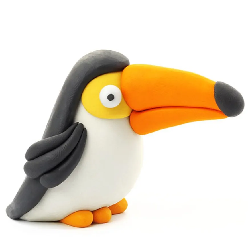Hey Clay Boetseerklei Vogels: Toekan, Pinguin, Pauw