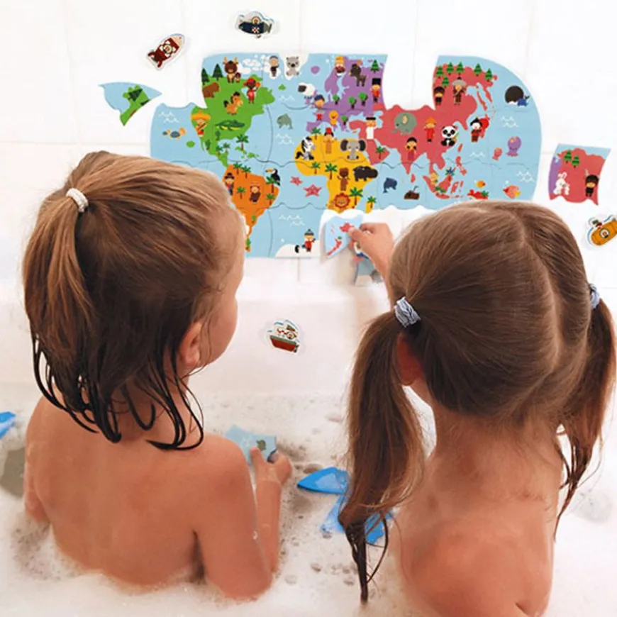 Janod Badpuzzelpuzzel Wereldkaart 28St +3Jr