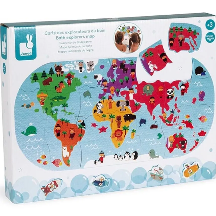 Janod Badpuzzelpuzzel Wereldkaart 28St +3Jr