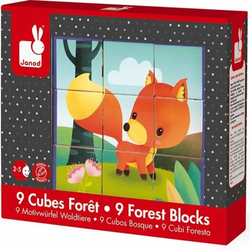 Janod - Blokpuzzel - Kubkid - 9 Blokken - Bosdieren +2 Jr