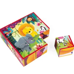 Janod - Blokpuzzel - Kubkid - 9 Blokken - Jungle Dieren +2 Jr