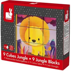 Janod - Blokpuzzel - Kubkid - 9 Blokken - Jungle Dieren +2 Jr