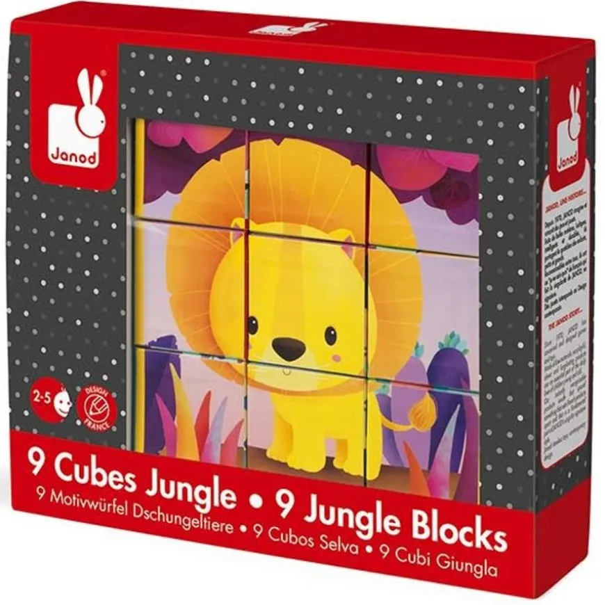 Janod - Blokpuzzel - Kubkid - 9 Blokken - Jungle Dieren +2 Jr