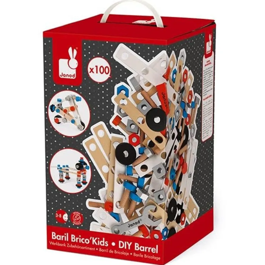 Janod - Brico Kids - Constructie Speelgoed - Diy Ton 100St +3Jr