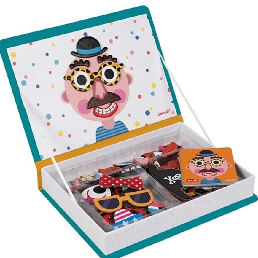 Janod - Magneetboek Gekke Gezichten Jongens - 82St 3-8Jr