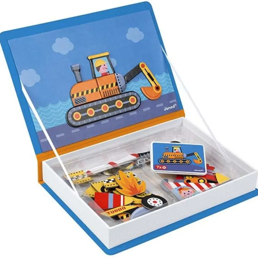 Janod - Magneetboek Racers Voertuigen - 68St 3-8Jr