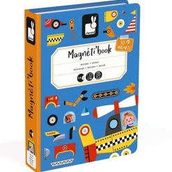 Janod - Magneetboek Racers Voertuigen - 68St 3-8Jr