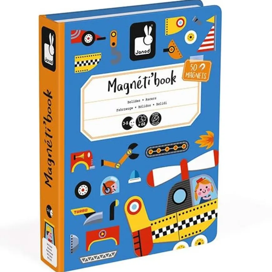 Janod - Magneetboek Racers Voertuigen - 68St 3-8Jr