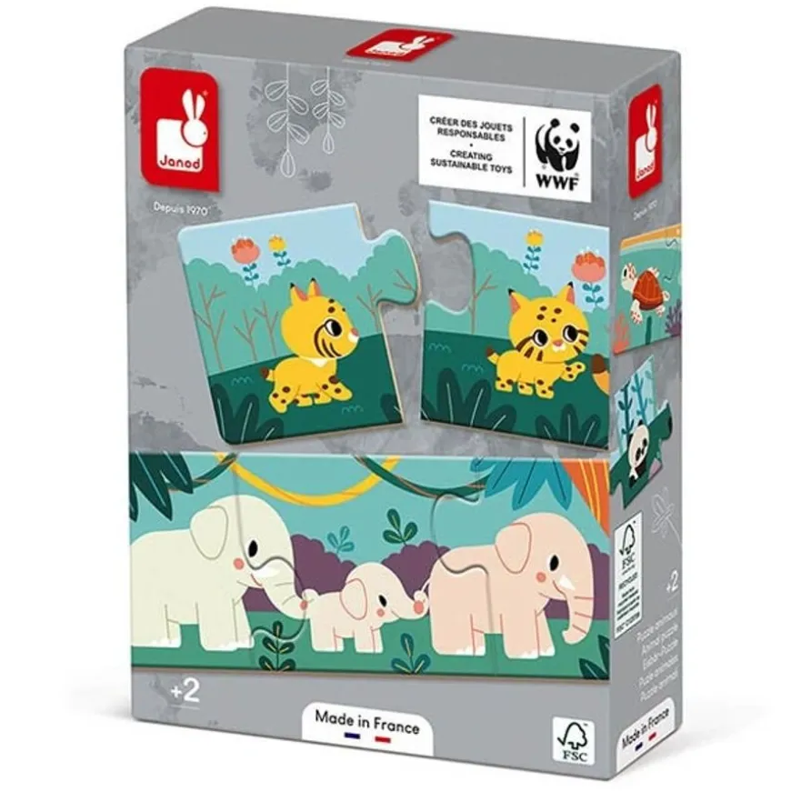 Janod Puzzel Dieren 10X 3 Stukjes Wwf®