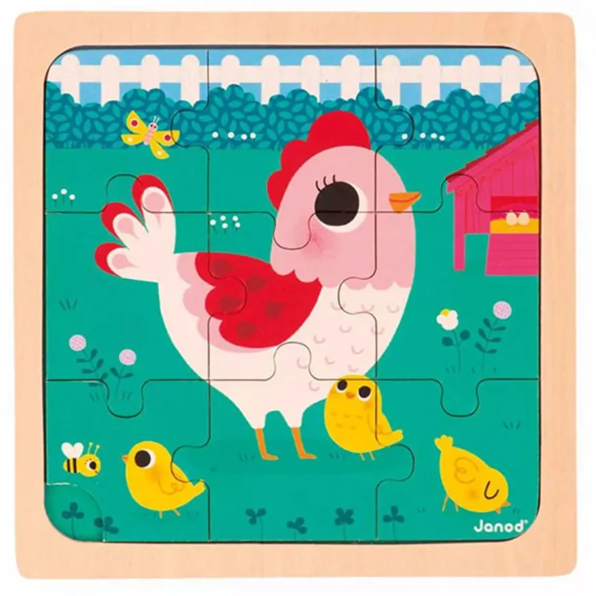 Janod Puzzel Kip Henriette 9 Stukjes
