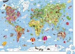 Janod - Puzzelkoffer - Wereldkaart - 300St - +6Jr