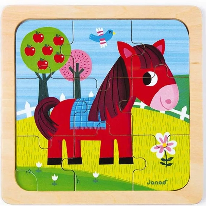 Janod - Puzzel Paard Tornado +18M - 9 Stks