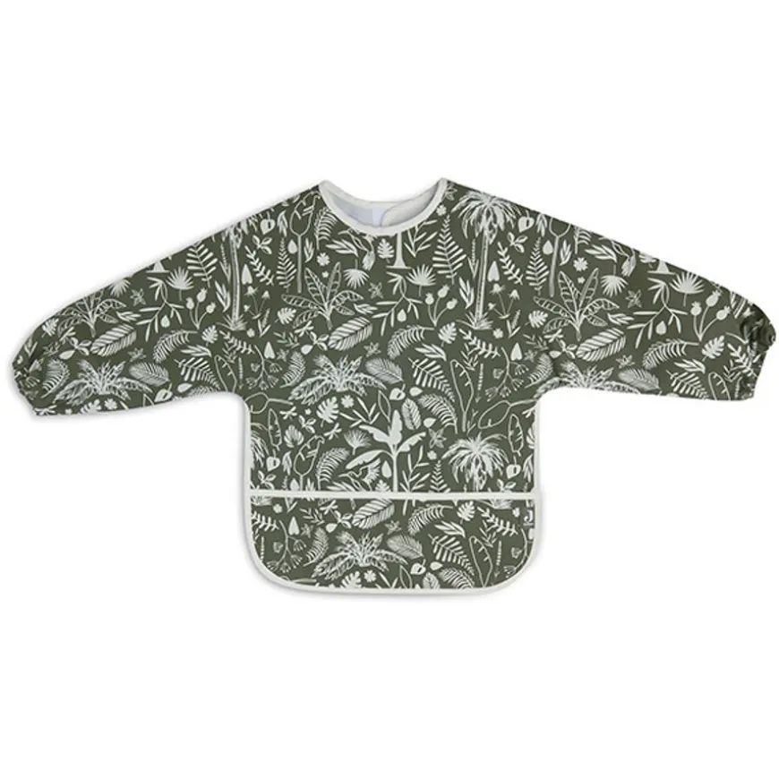 Jollein Slabbetje Met Mouw Waterproof Botanical Leaf Green