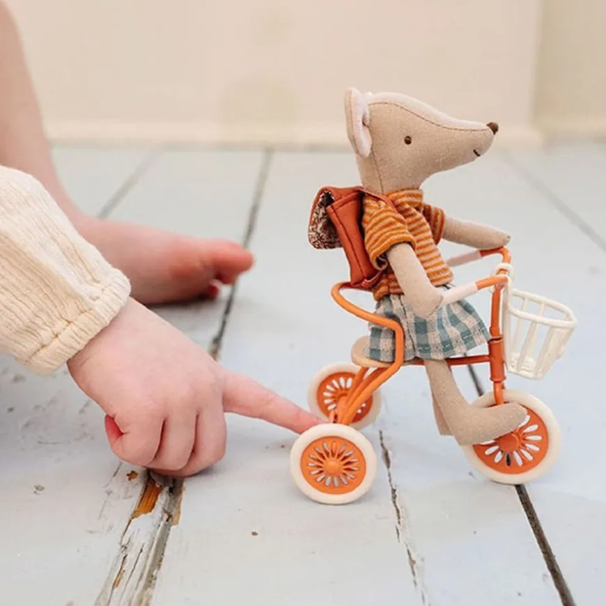 Maileg Grote Zus Tricycle Muis Met Tas Old Rose