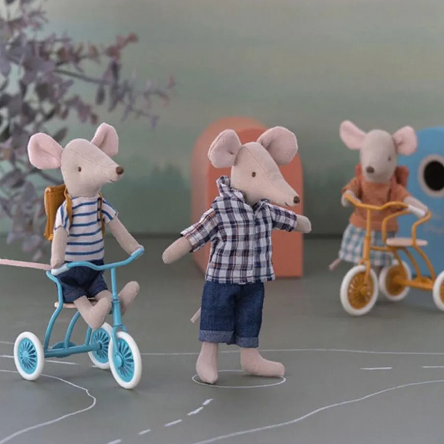 Maileg Grote Zus Tricycle Muis Met Tas Old Rose