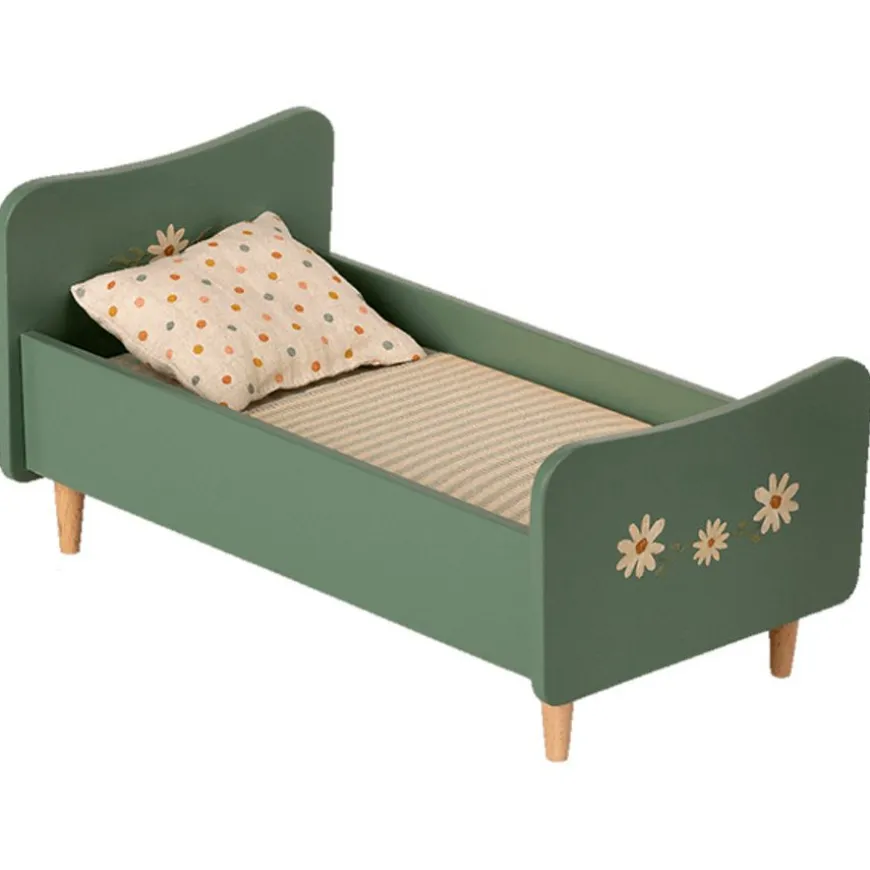 Maileg Houten Bed Mini - Mint Blue 26Cm