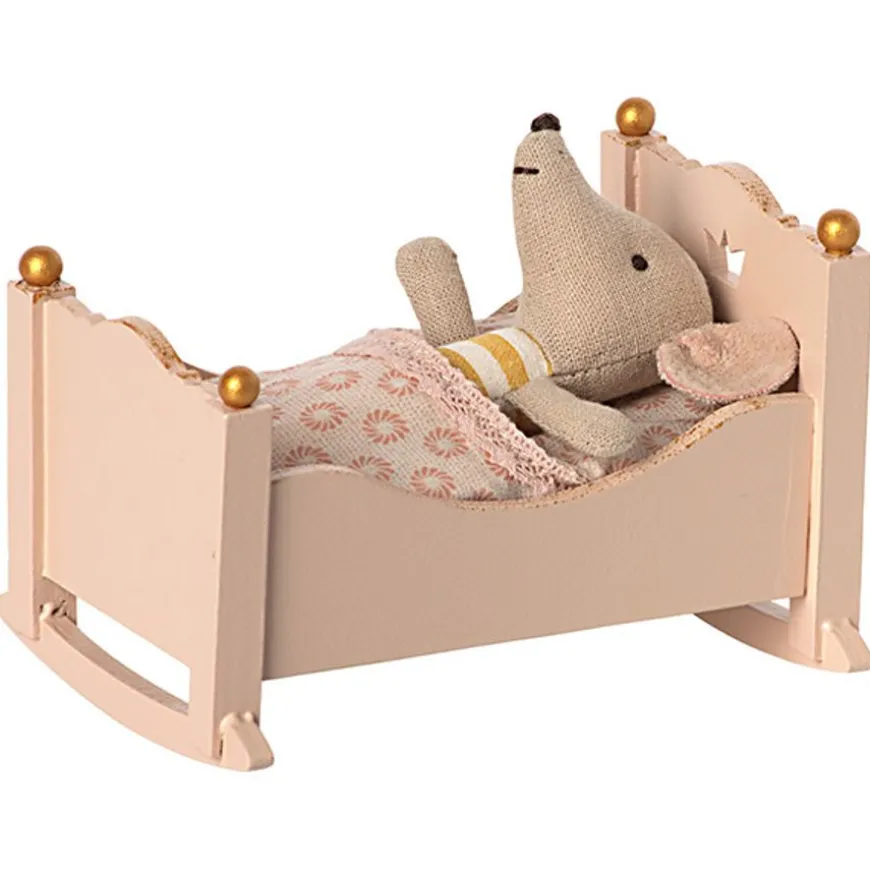 Maileg Houten Wieg Baby Mouse Rose