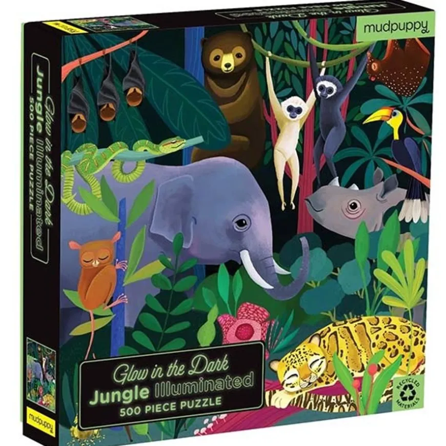 Mudpuppy Glow-In-The-Dark Puzzel Jungle 500St