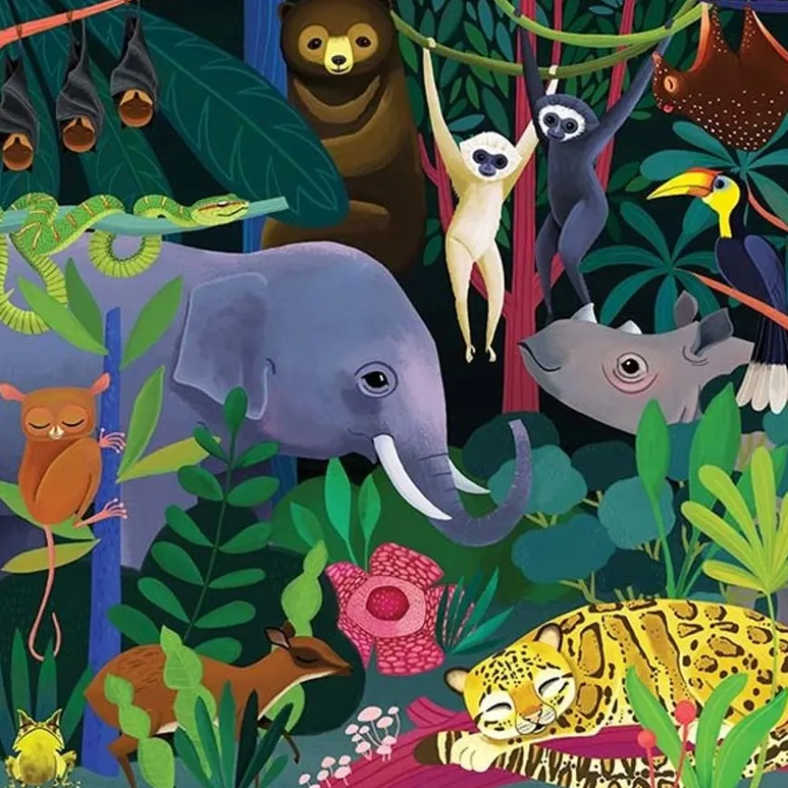 Mudpuppy Glow-In-The-Dark Puzzel Jungle 500St