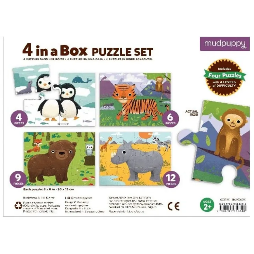 Mudpuppy 4 Puzzels Dieren Van De Wereld 4-6-9-12St