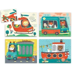 Mudpuppy 4 Puzzels Transport 4-6-9-12St