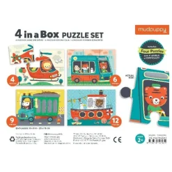 Mudpuppy 4 Puzzels Transport 4-6-9-12St