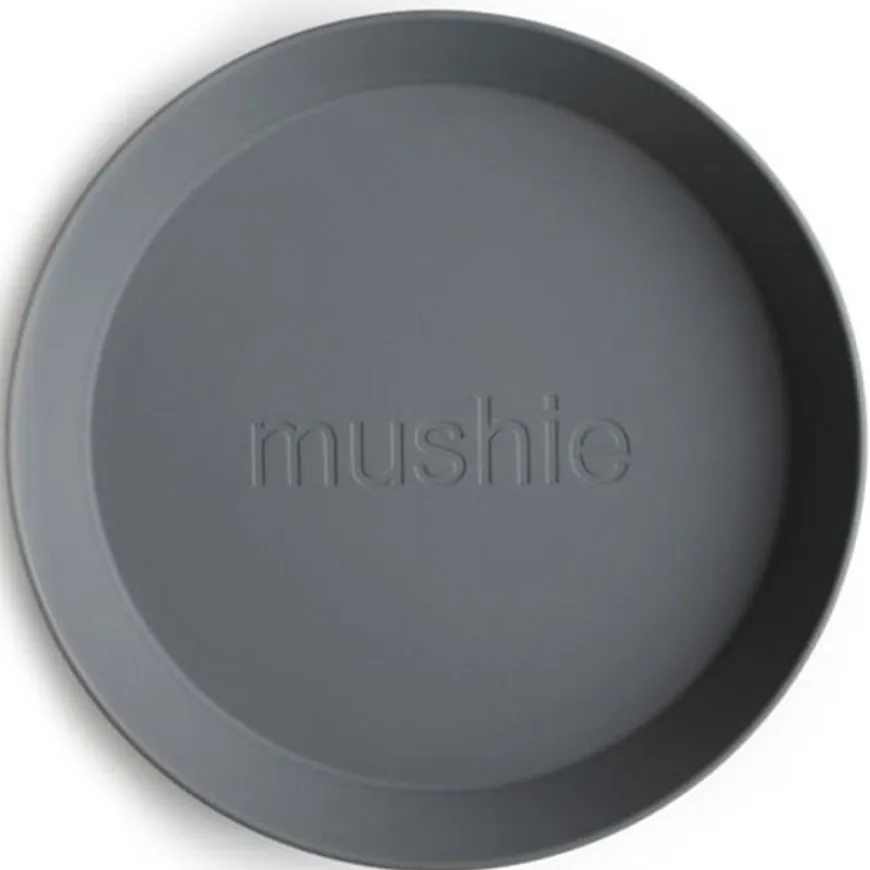 Mushie Ronde Borden Set Van 2 - Smoke