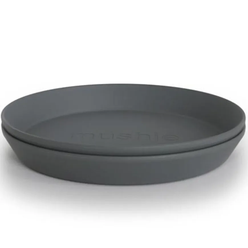 Mushie Ronde Borden Set Van 2 - Smoke