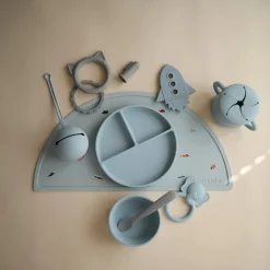 Mushie Siliconen Bord Met Zuignap Powder Blue
