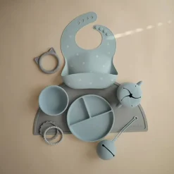 Mushie Siliconen Kom Met Zuignap Powder Blue