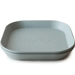 Mushie Vierkante Borden Set Van 2 - Sage